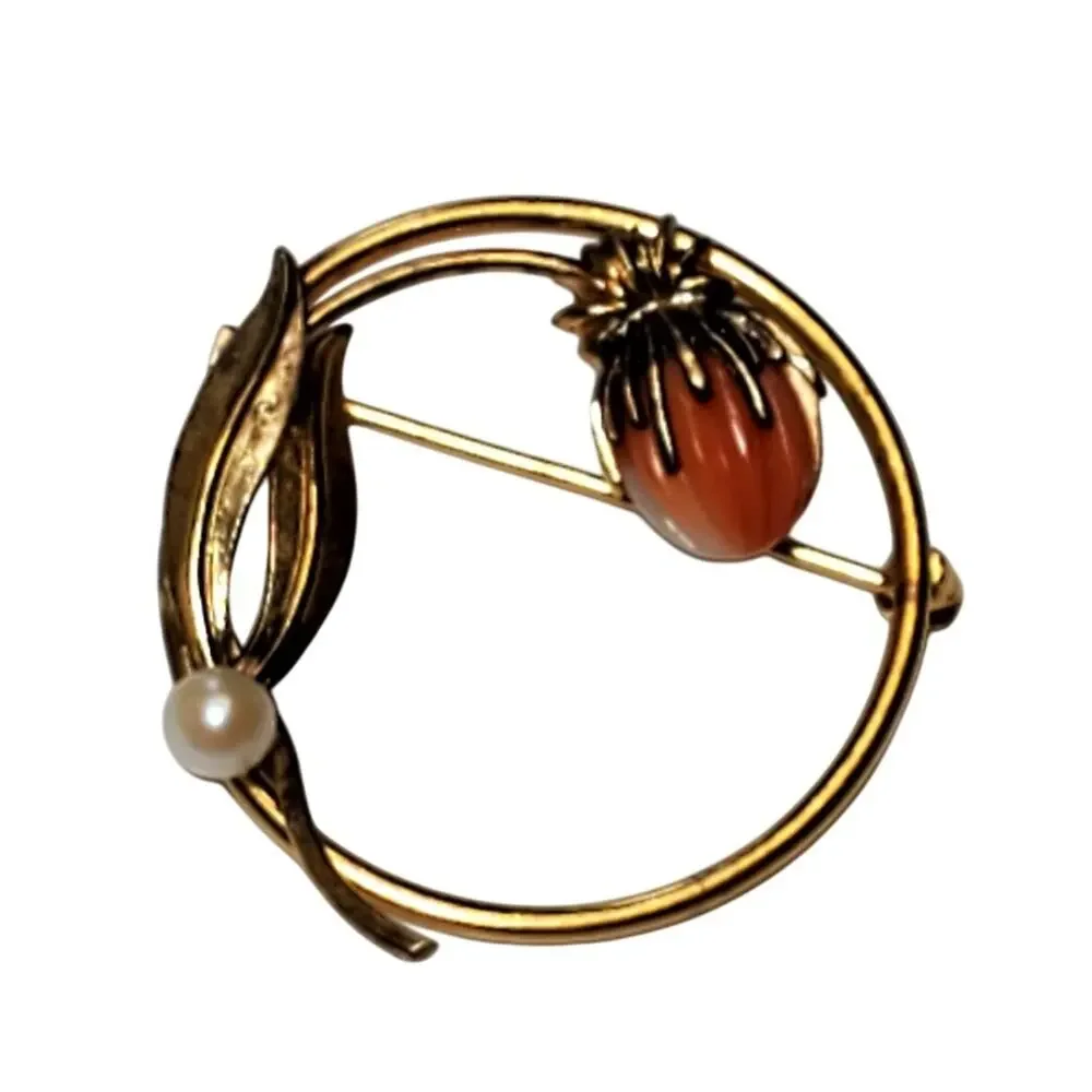 Vtg Gold Filled Wells Brooch High Fashion Costume Jewelry Floral Pin 1.25